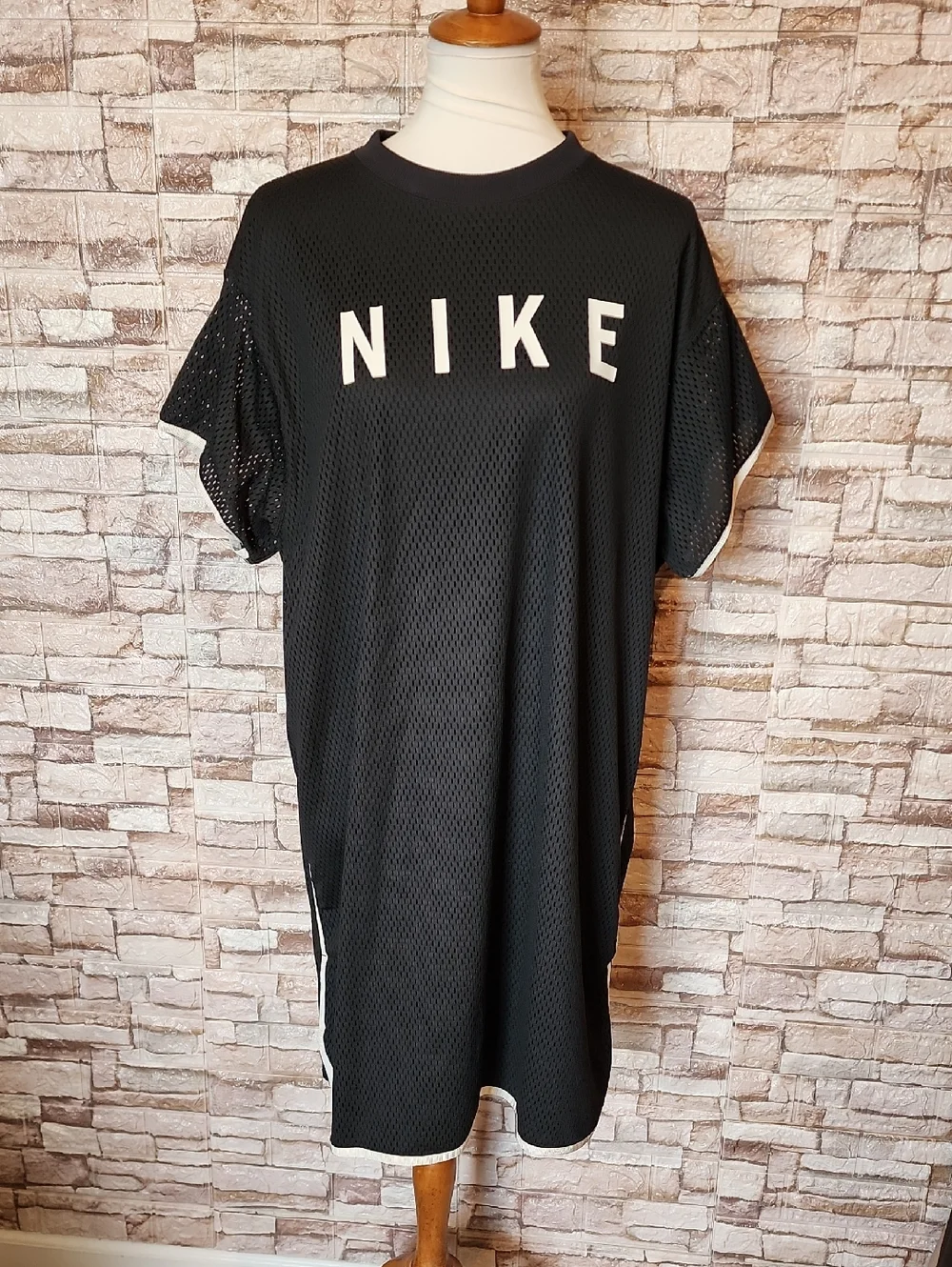 Nike Black Mesh  Tee Dress with White Logo